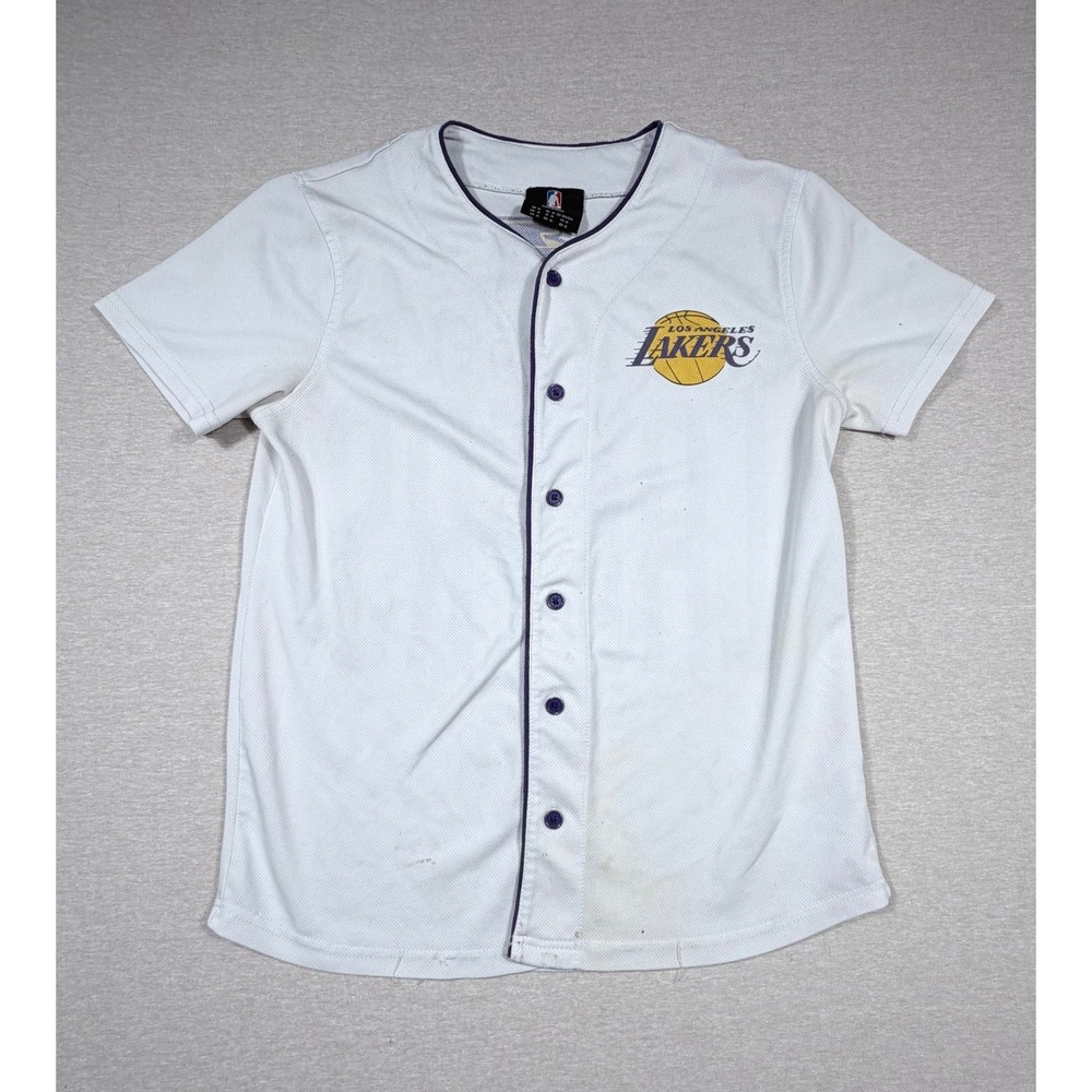 NBA Los Angeles Lakers Baseball Jersey Mesh Button Up Shirt Mens Medium Sports